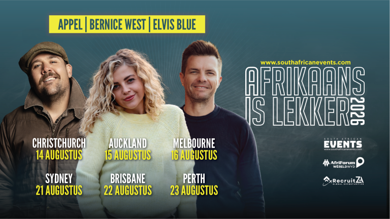 Afrikaans is Lekker 2026: Appel, Bernice West and Elvis Blue on tour in Australia and New Zealand